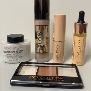 Makeup Revolution Bundle: 2 Foundations, Contour Kit, Baking Oil & Baking Powder